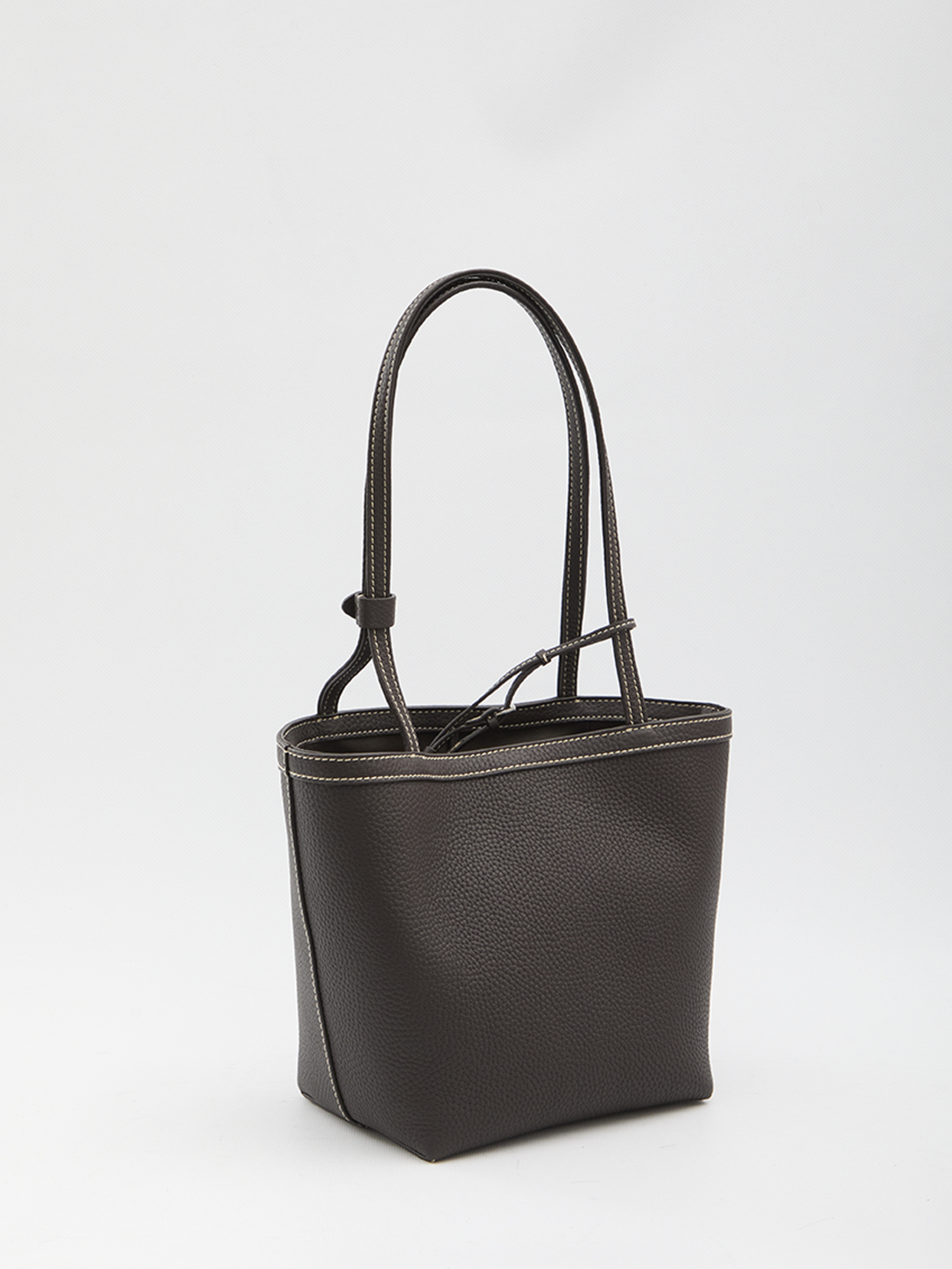 The Row Medium Park Stitch Grained Leather Tote Bag In Brown