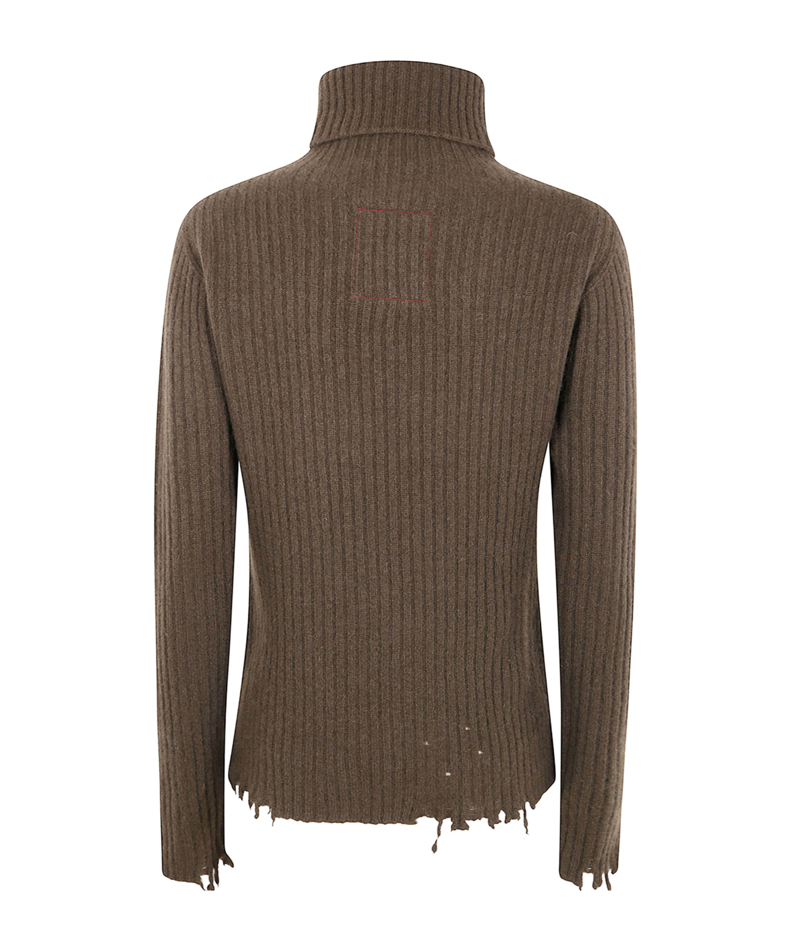 Uma Wang Ribbed Turtleneck Top Distressed Hem In Green