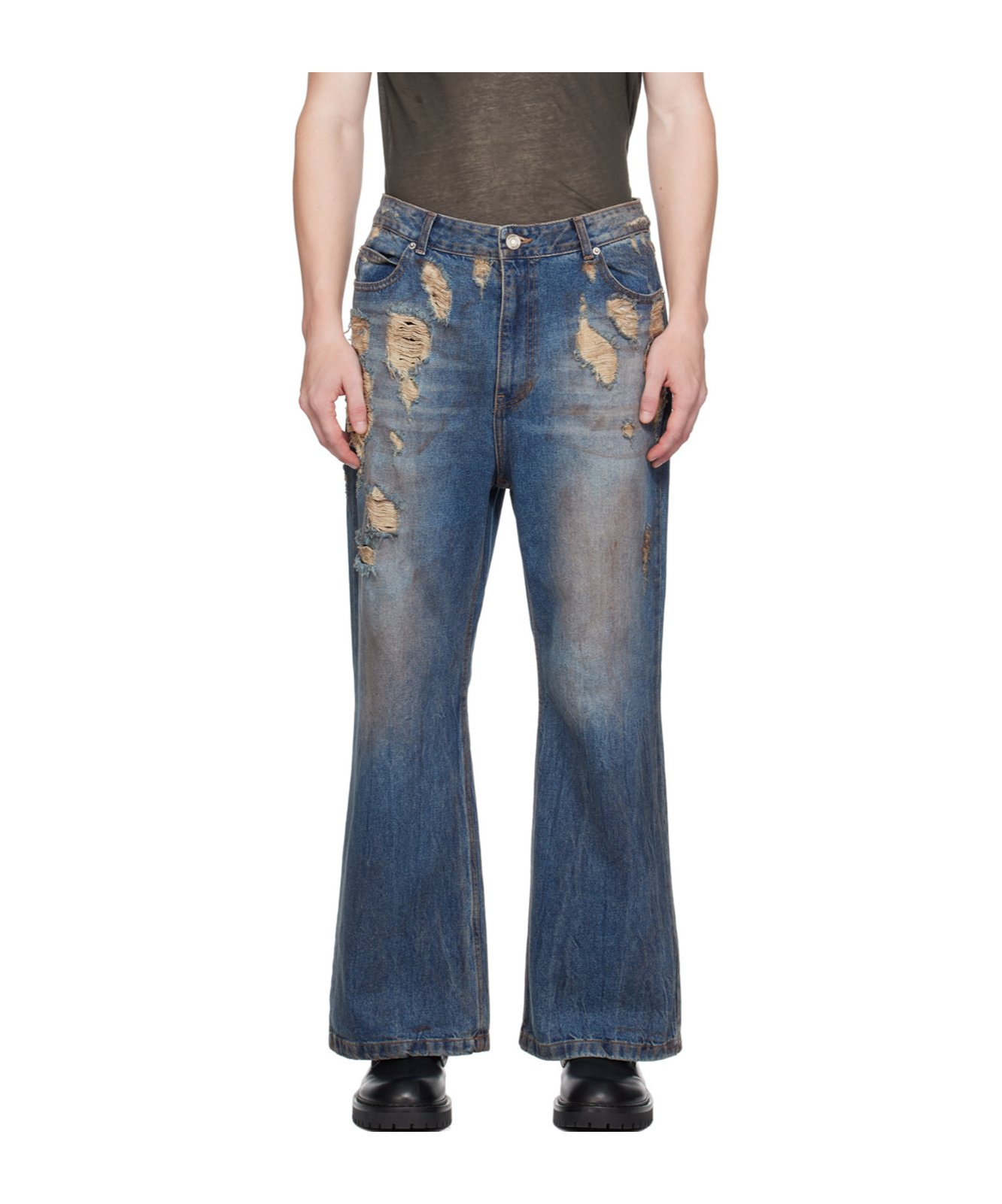 Juunj Oil Washed Bootcut Jeans