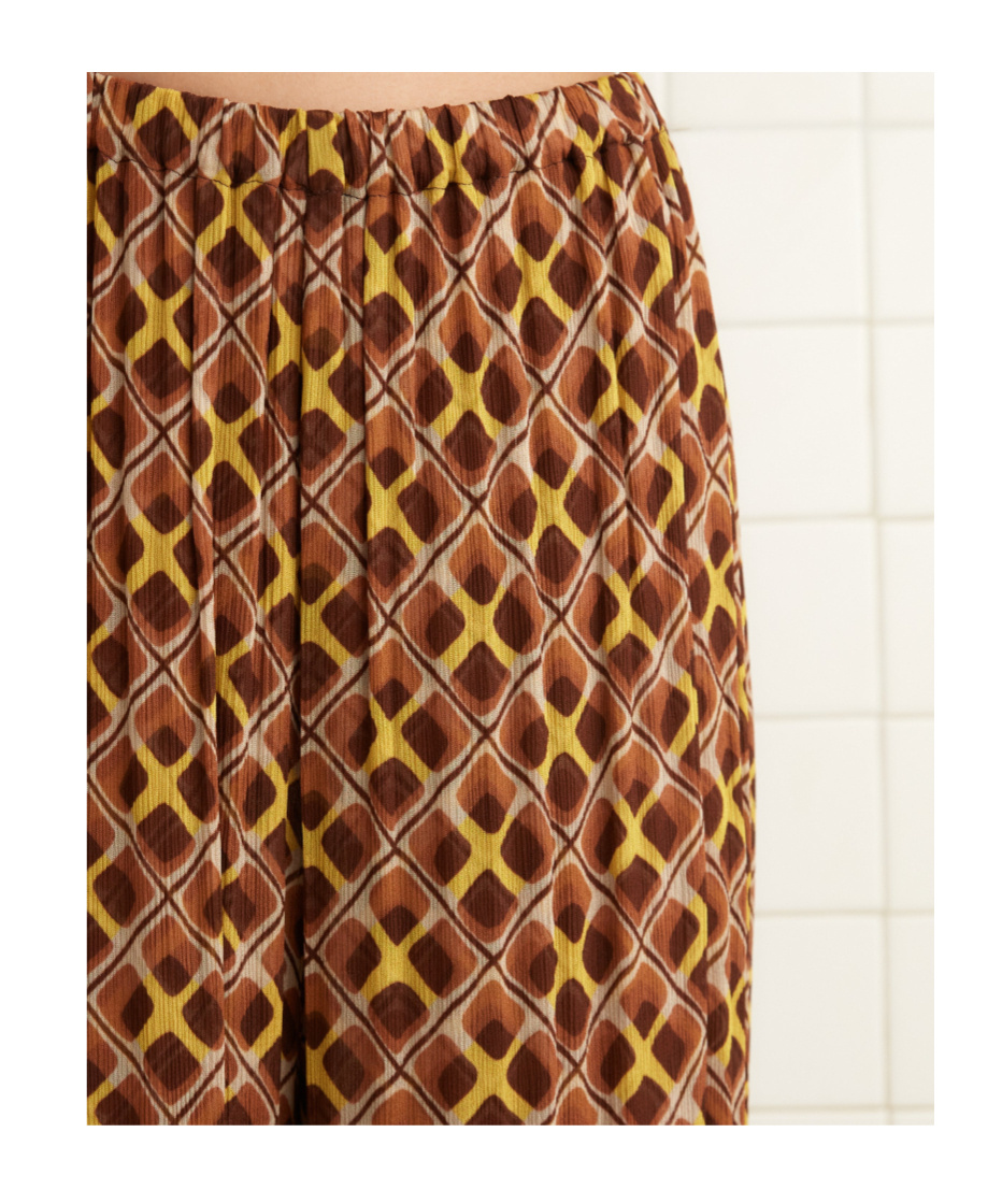 Bode Geometric Print Midi Skirt In Brown