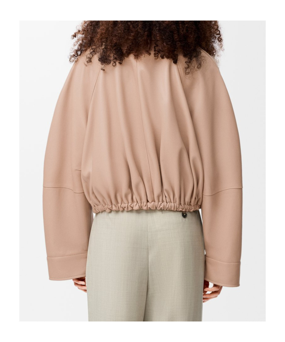 Loewe Womens Beige Classic-collar Leather Balloon Jacket