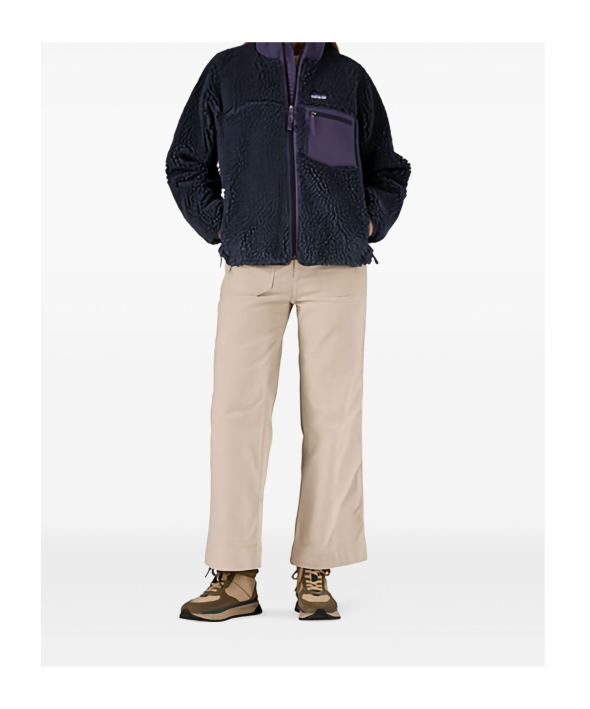 Patagonia Casual Fleece Texture Jacket With High Collar In Blue
