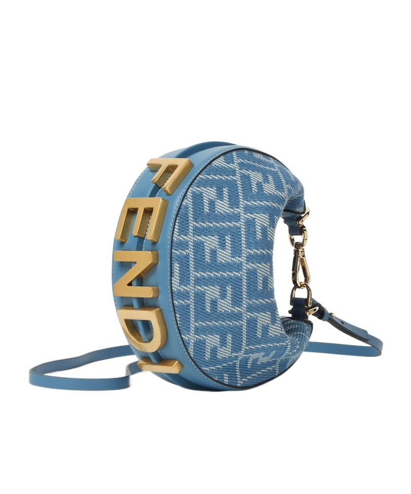 Shop Fendi Blue Denim-effect Ff Jacquard Mini-bag