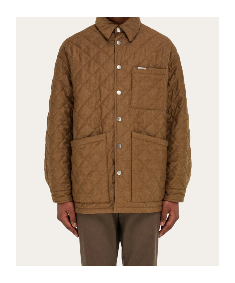 Ferragamo Quilted Jacket In Brown