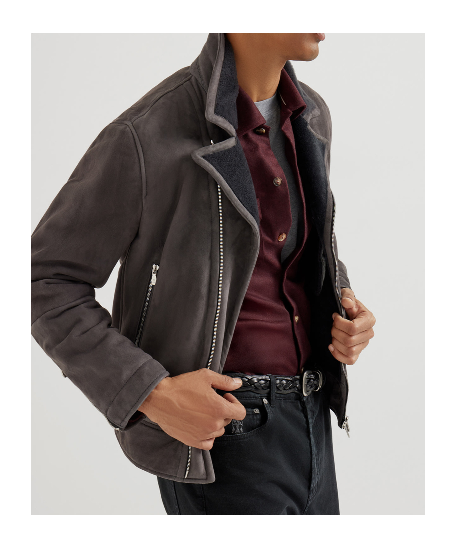 Brunello Cucinelli Long Sleeve Shirt Featuring Chest Pockets In Brown