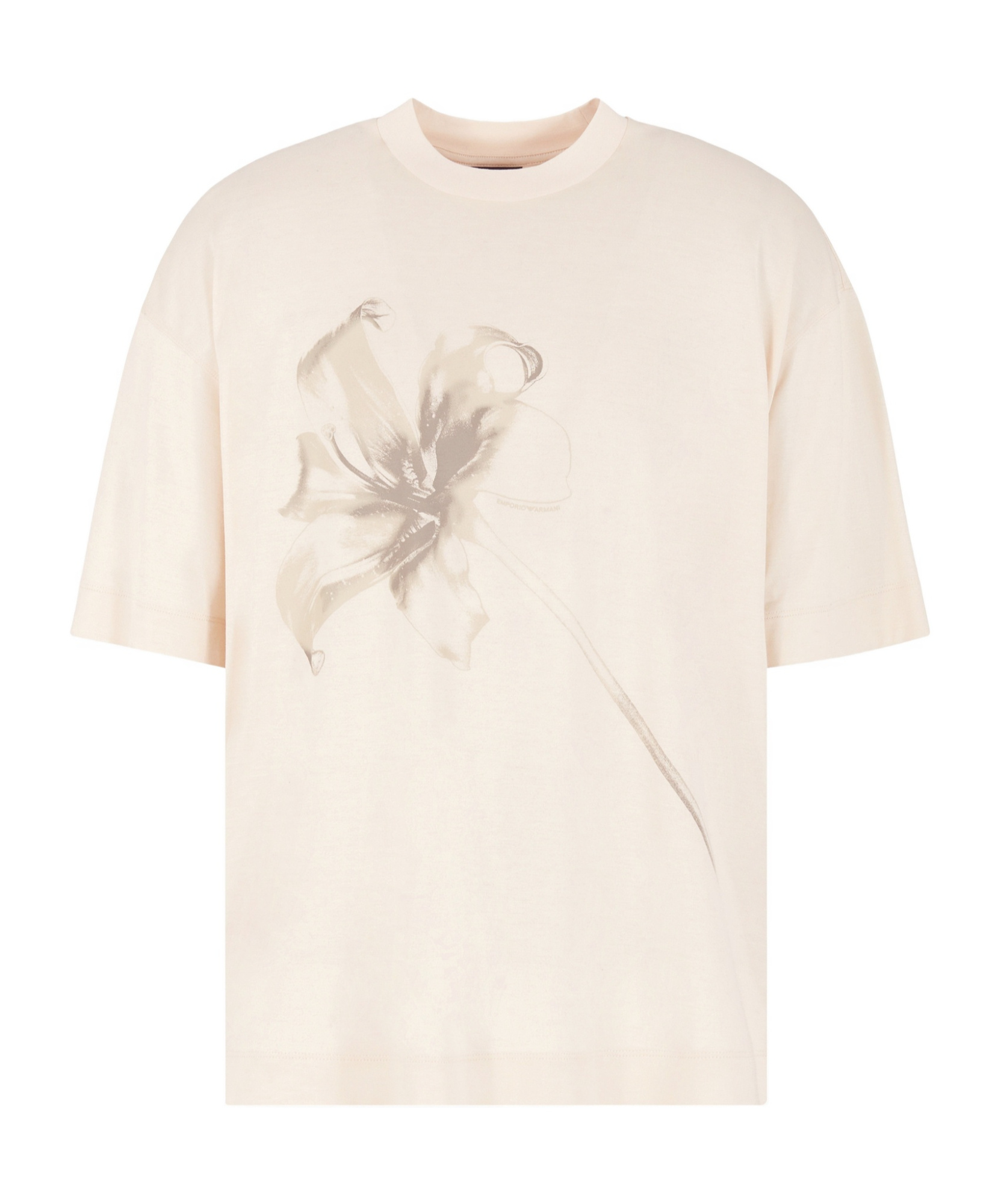 Emporio Armani Asv Lyocell Blend Jersey Oversized T-shirt With Lily Print In White