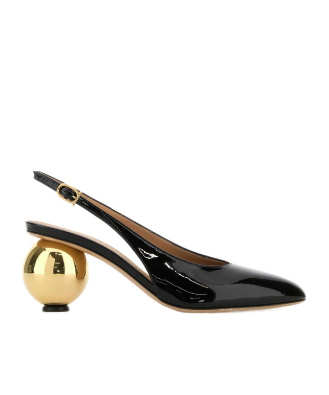 Ferragamo Tessie Black Slingback Pumps With Spherical Heel In Patent Leather Woman In Black