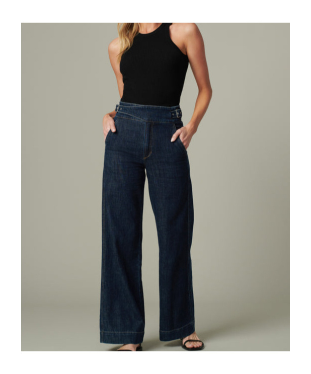 Joe's Jeans The Double Buckle Wide Leg Sailor Pants Out Of Control In Black
