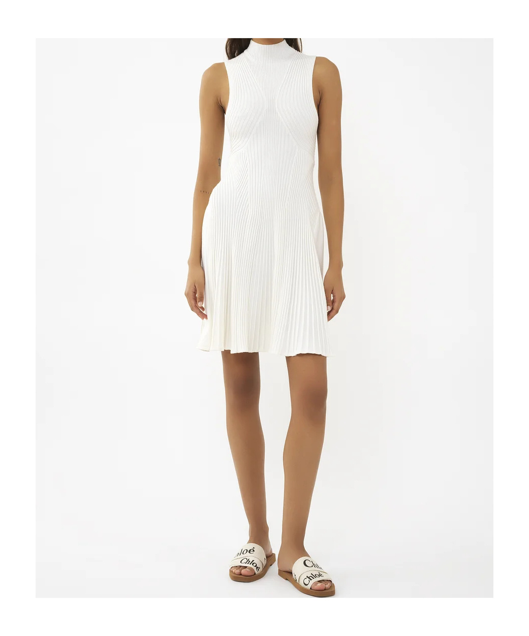 Chloé Off-white Sleeveless Midi Dress In White