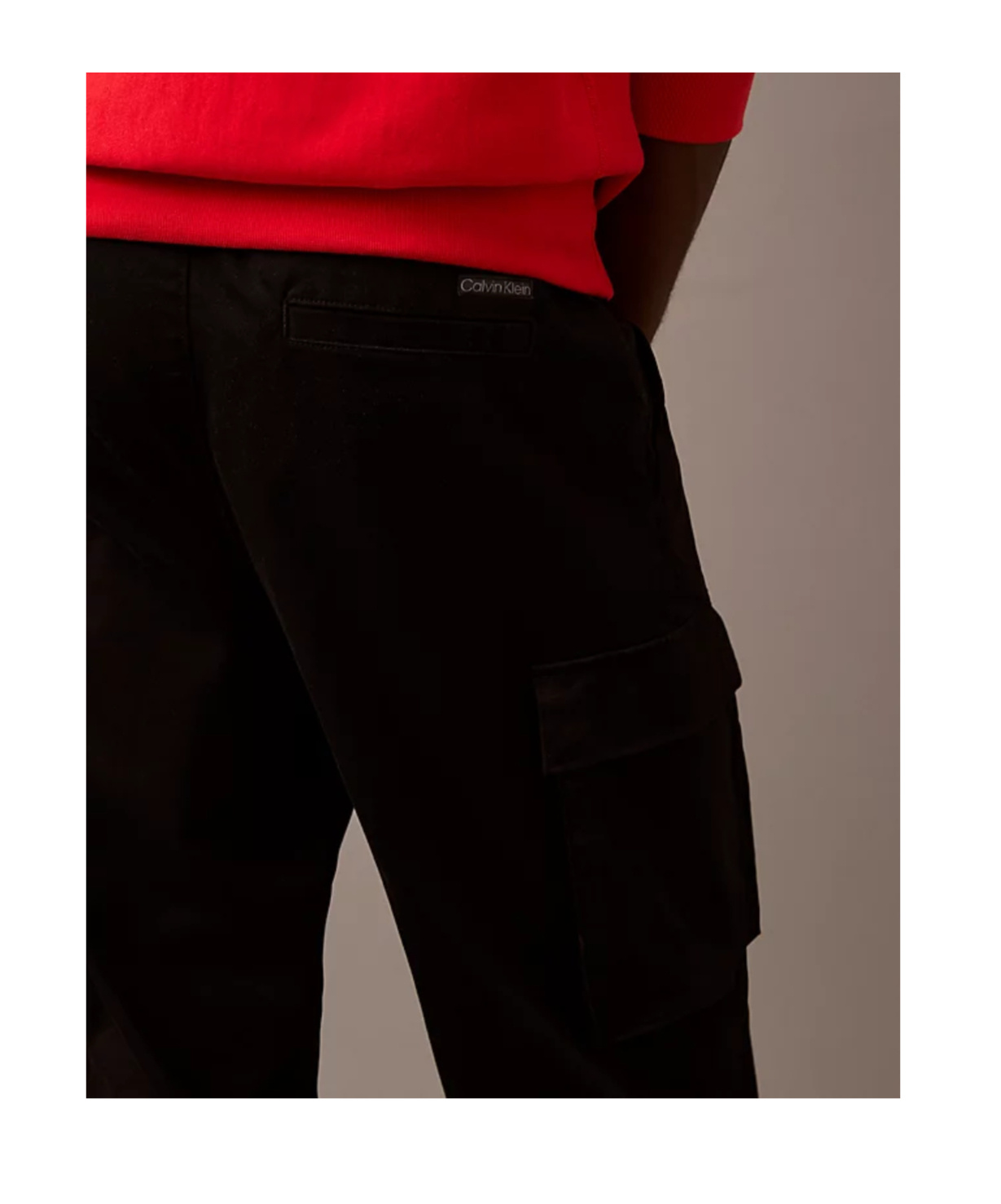 Calvin Klein Jeans Est.1978 Cotton Stretch Straight Fit Cargo Trousers In Black