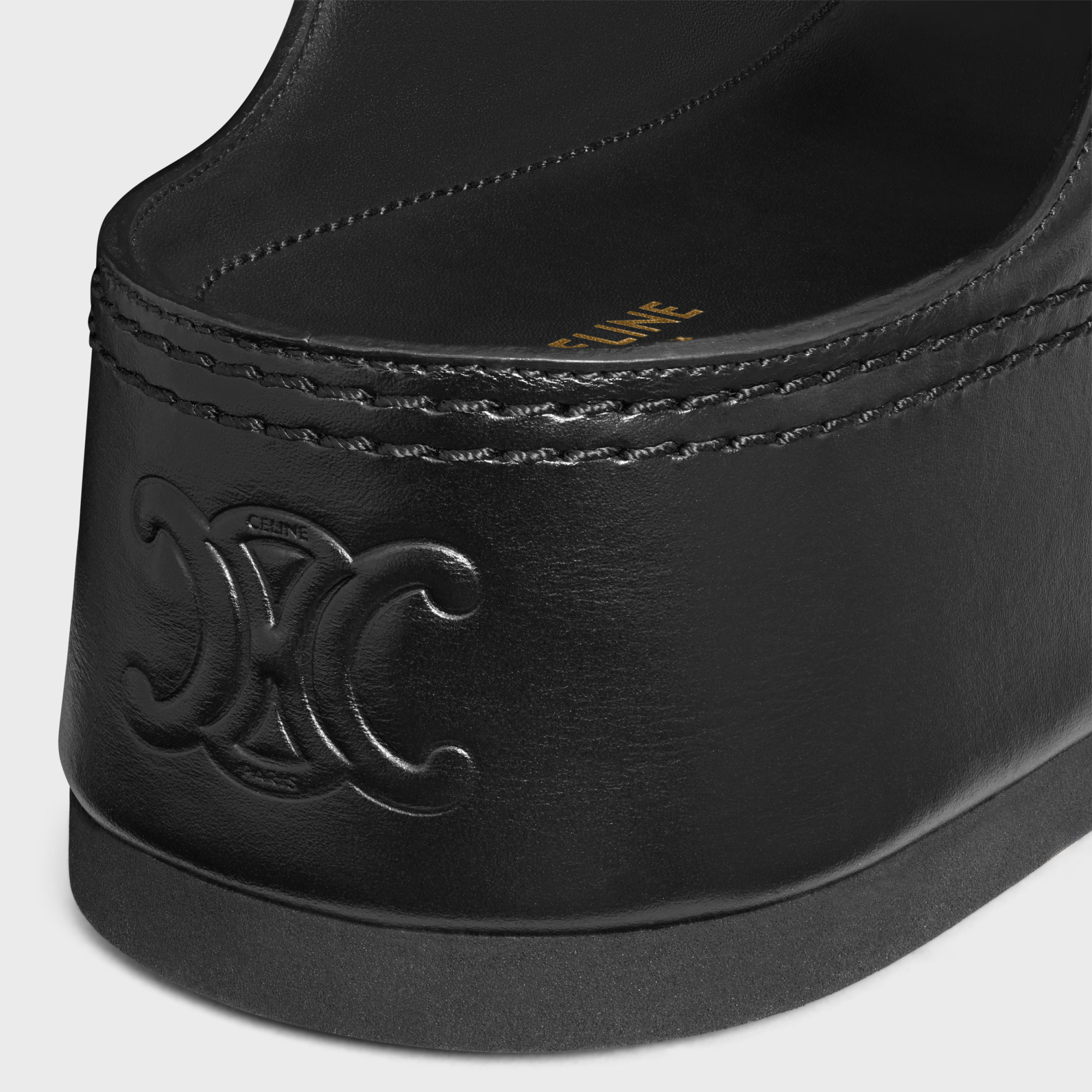 Celine Platform Flat Sandals In Black