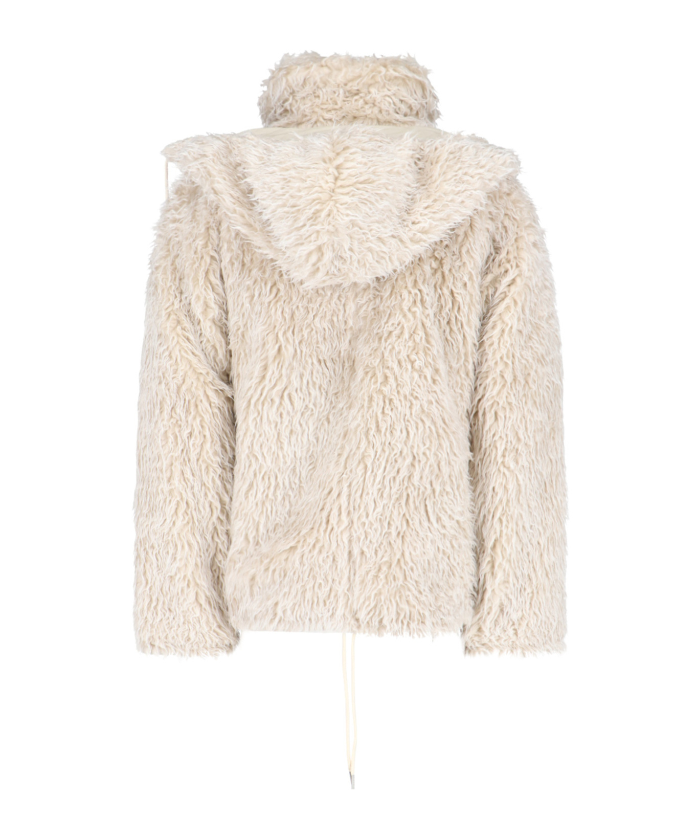 Marni Giacca In Ecopelliccia Con Cappuccio Removibile In Nude