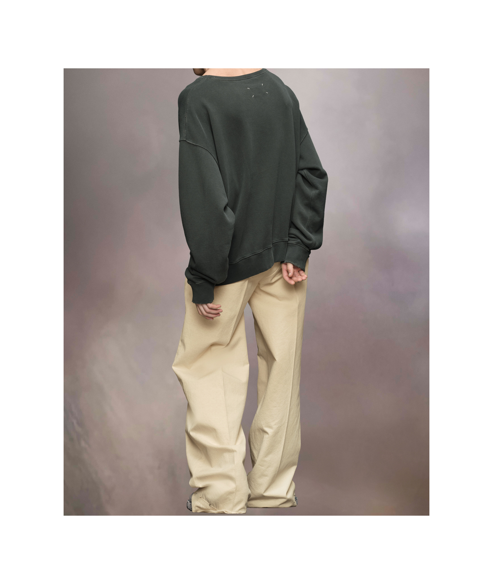 Maison Margiela Men's Charcoal Cotton Sweatshirt In Black