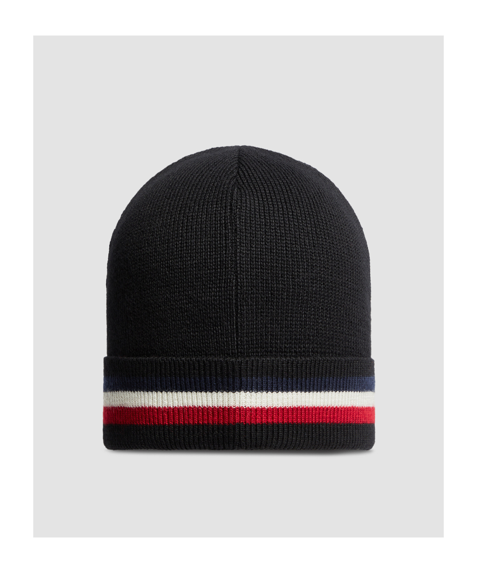 Moncler Tricolour Wool Beanie In Black