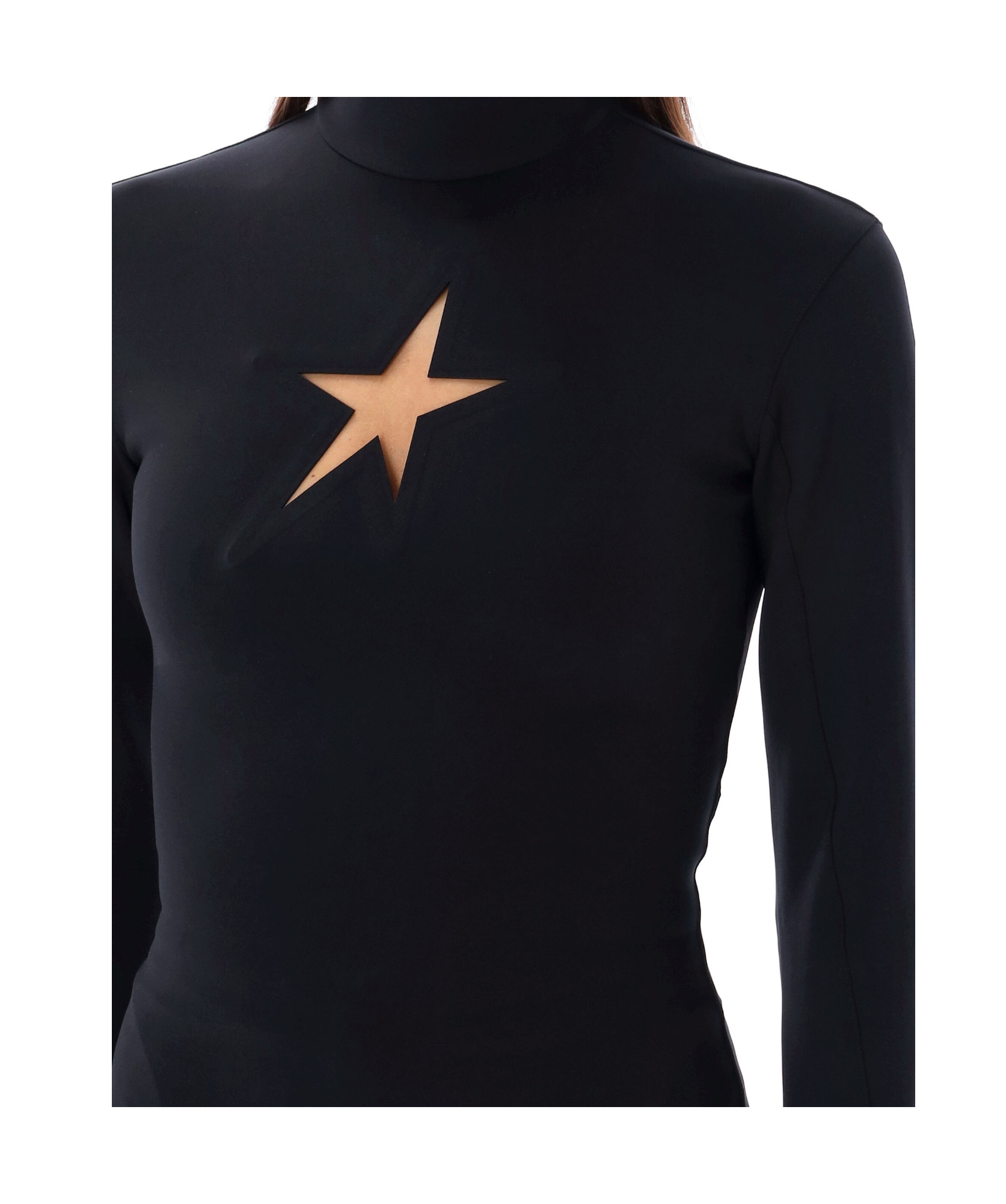 Mugler Long-sleeved Star Top For In Black