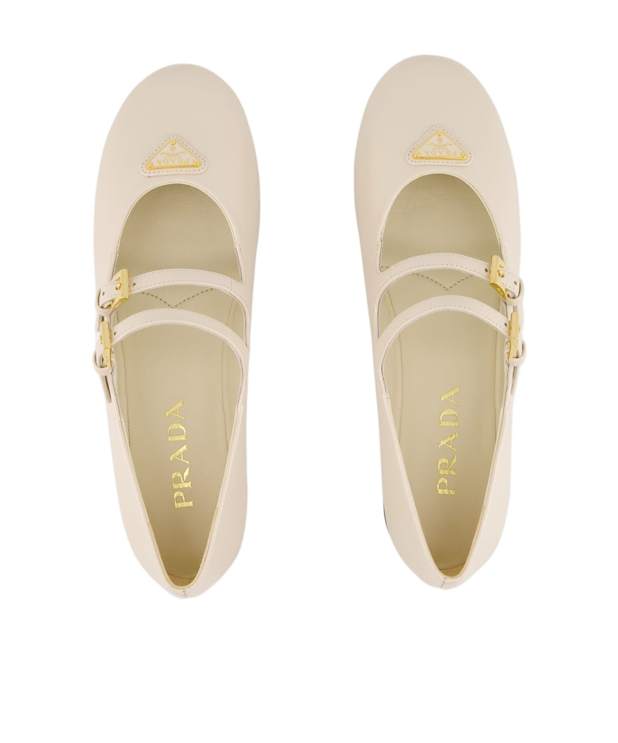 Prada Double Strap Ballet Flats Flat Shoes White In White