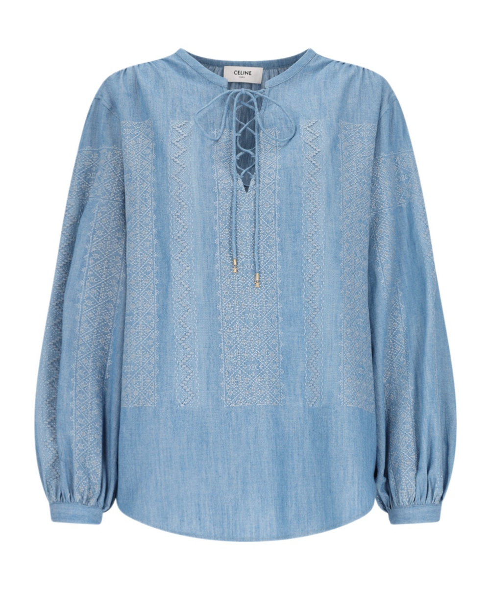 Celine Long-sleeved Shirt In Blue