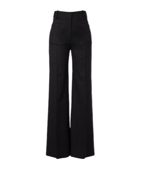 Victoria Beckham Virgin Wool Flared Pants In Black