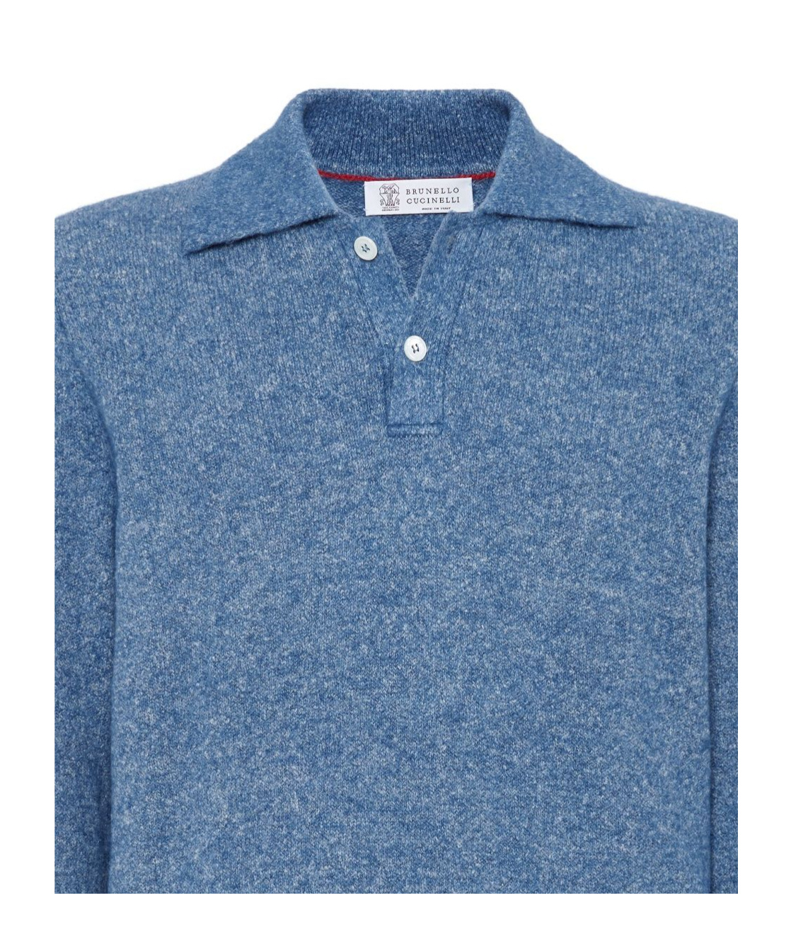 Brunello Cucinelli Alpeca-blend Flecked Polo Sweater In Blue