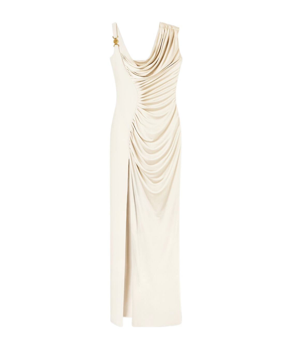Versace Knee Length Dress Asymmetric Design In White