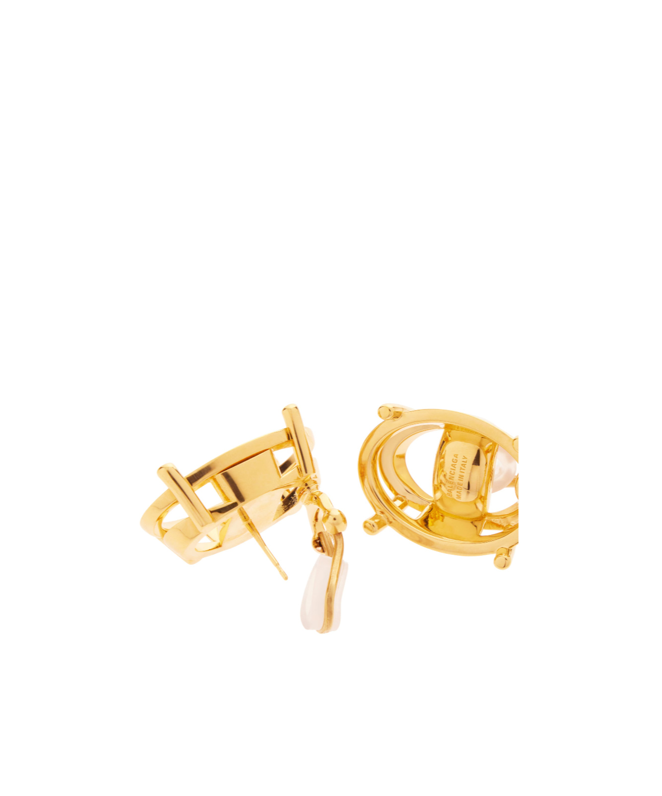 Balenciaga Women's Frame Oval Earrings In Shiny Gold In Gold