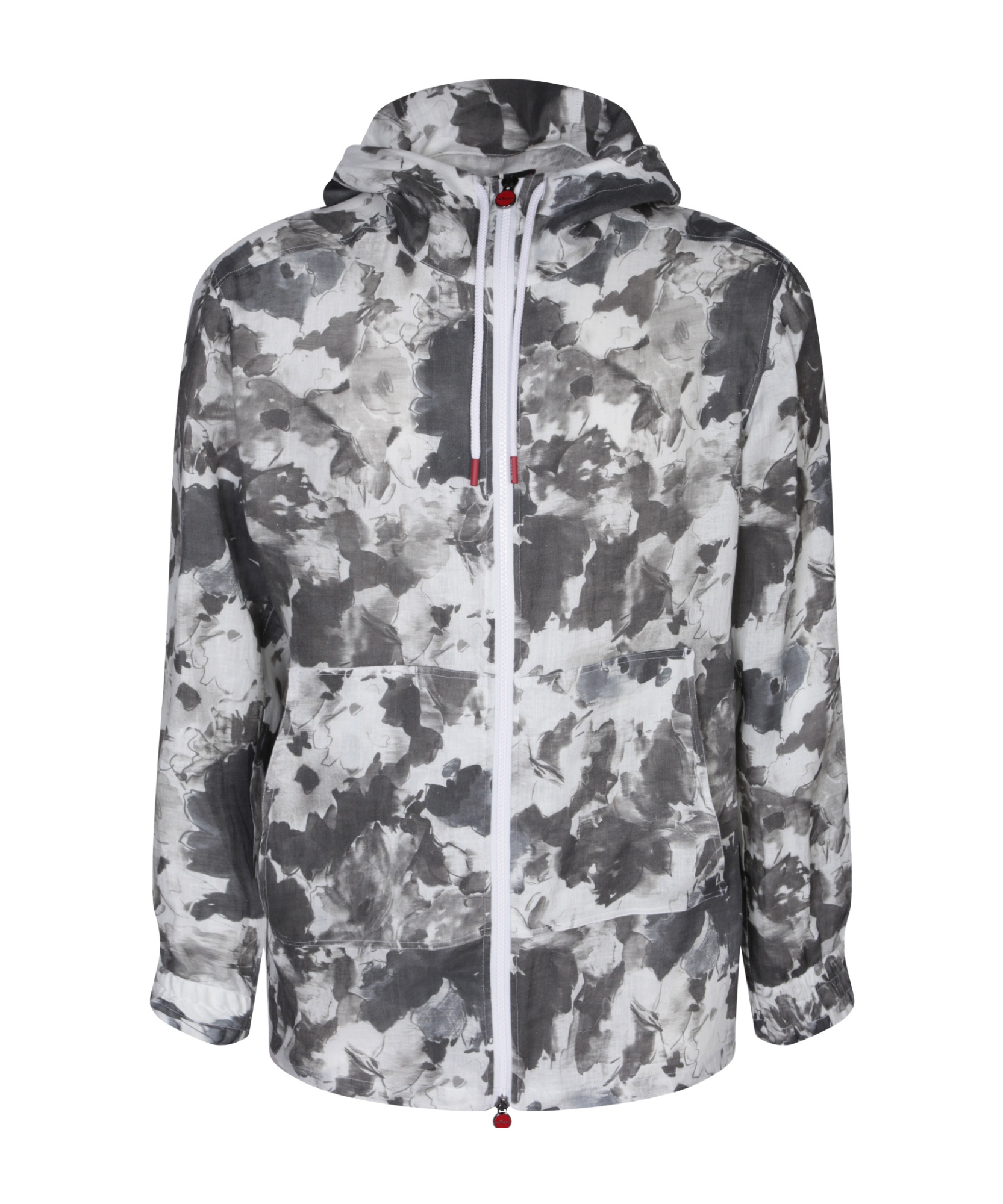 KITON ABSTRACT-PRINT LINEN JACKET