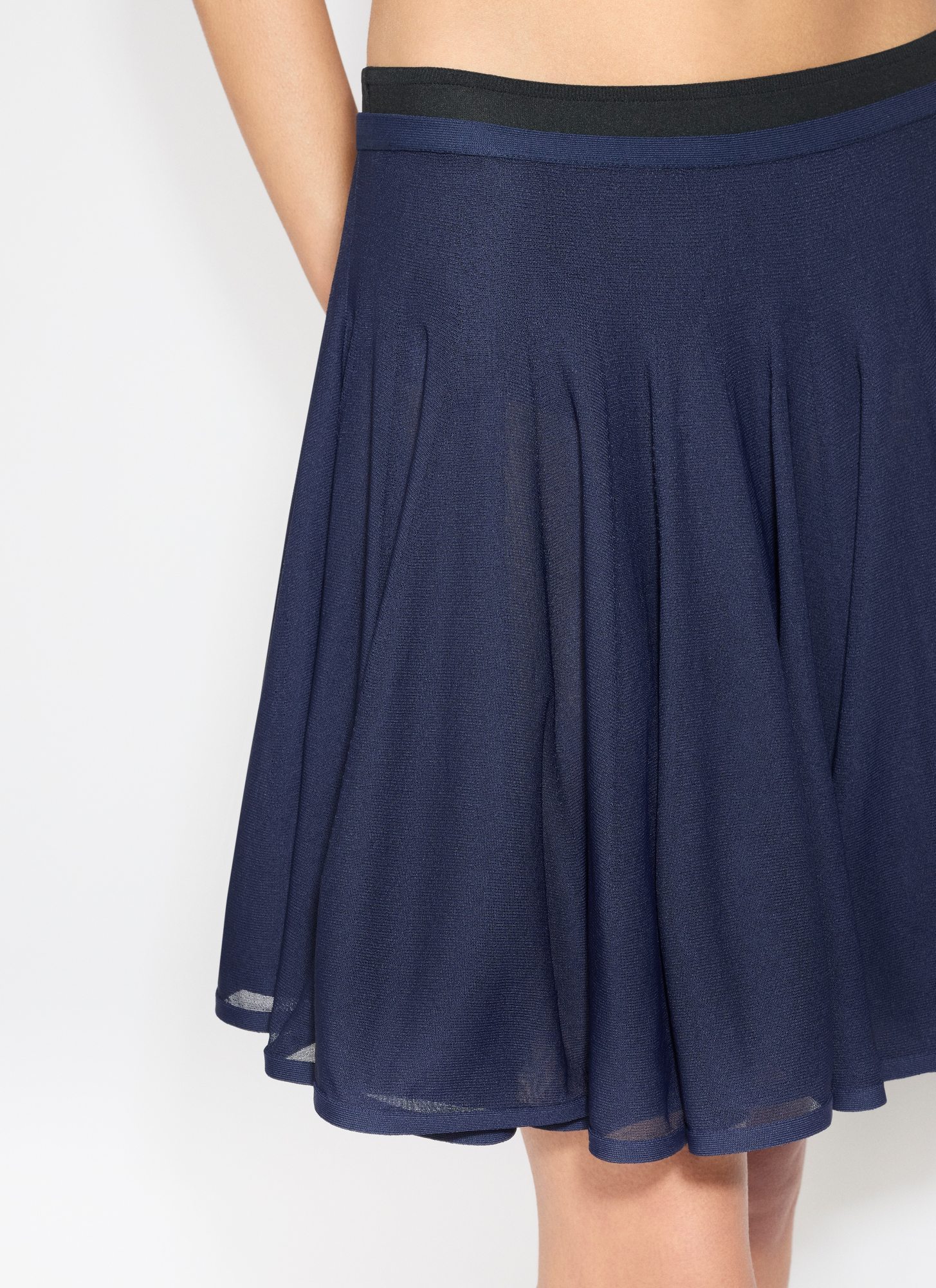 Alaïa Fine Knit Skater Skirt In Blue