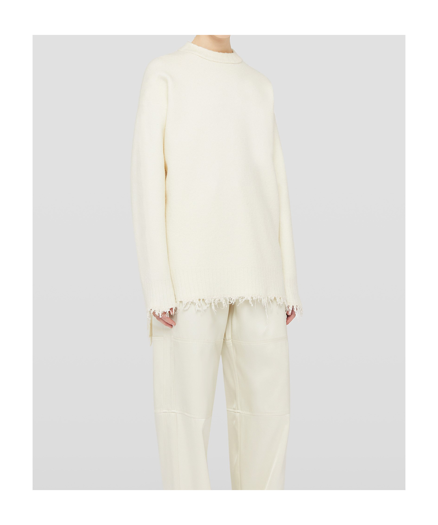 Jil Sander Long Sleeve Crew-neck Sweater In White