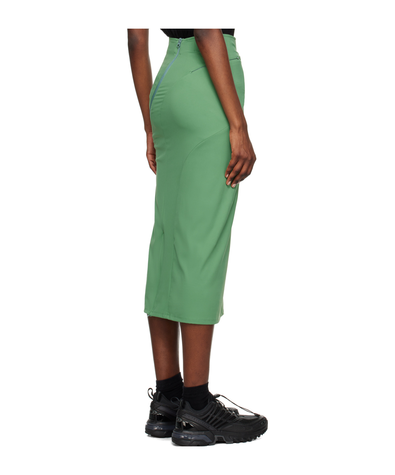 Post Archive Faction (paf) Elastic Zipper Skirts In Green