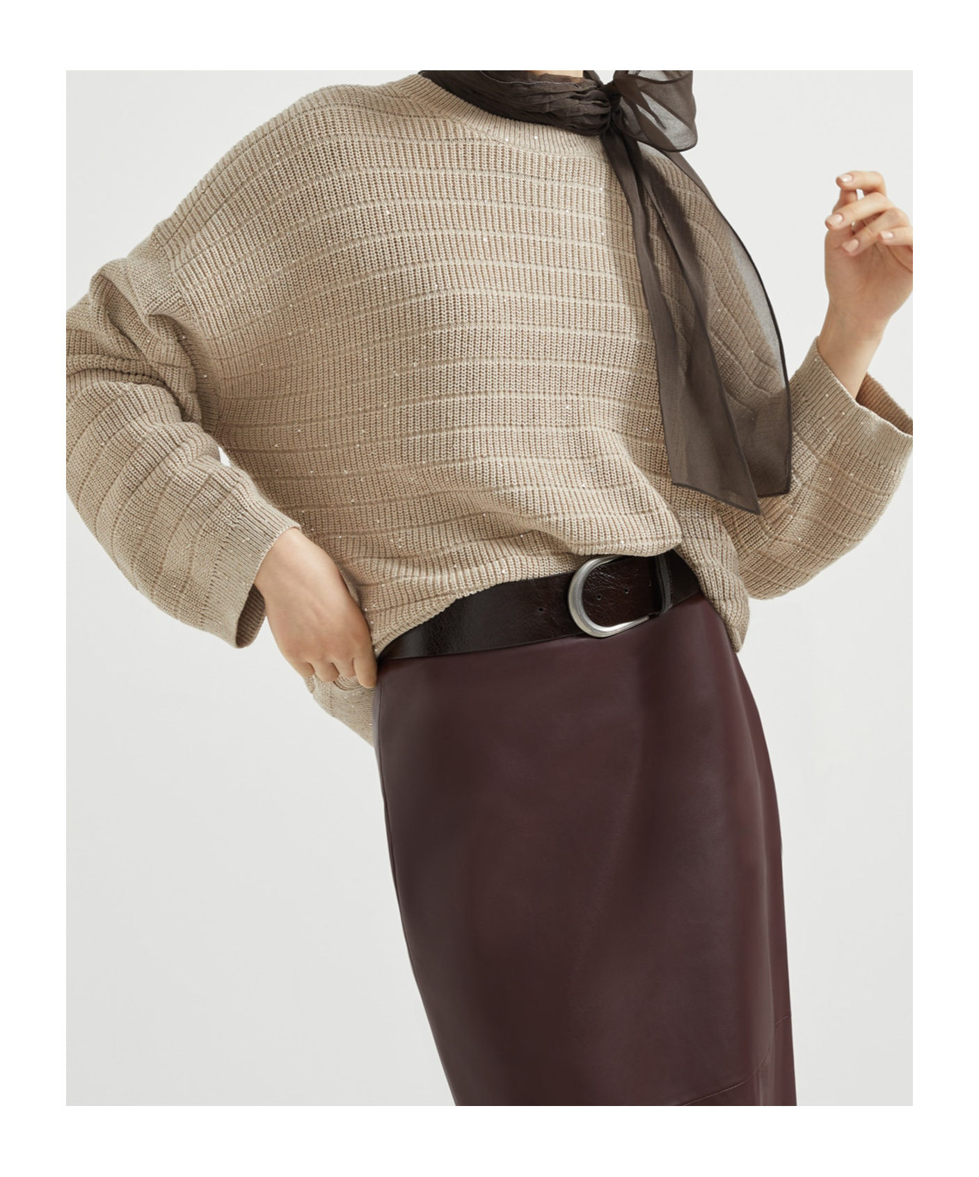 Brunello Cucinelli Cotton-blend Sequin-embellished Sweater In Neutral