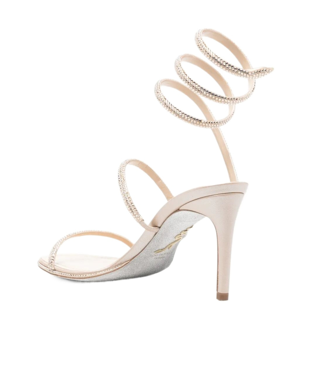 René Caovilla 80mm Strass-spiral Sandal In Neutral