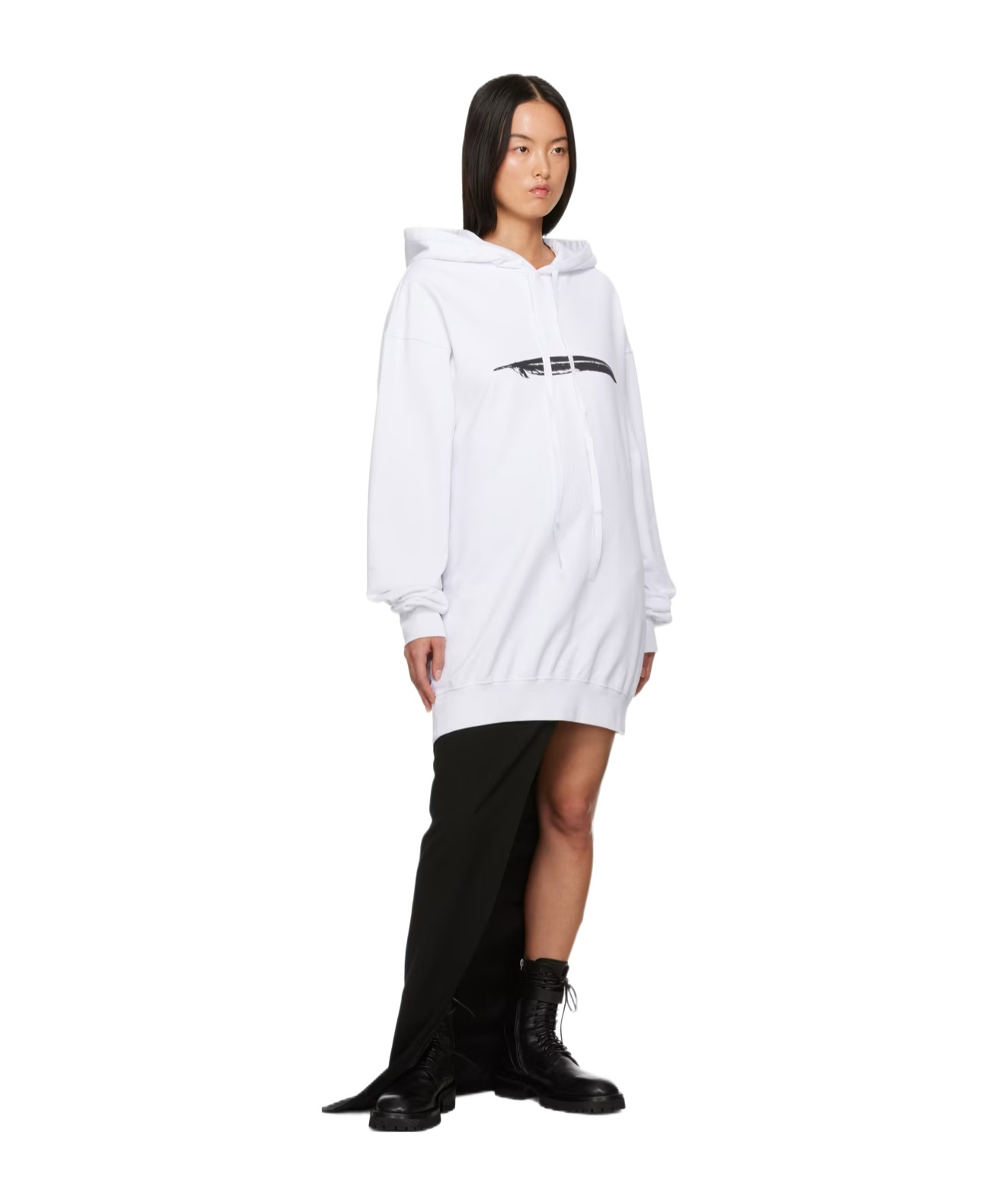 Ann Demeulemeester Hooded Long-sleeved Sweater In White
