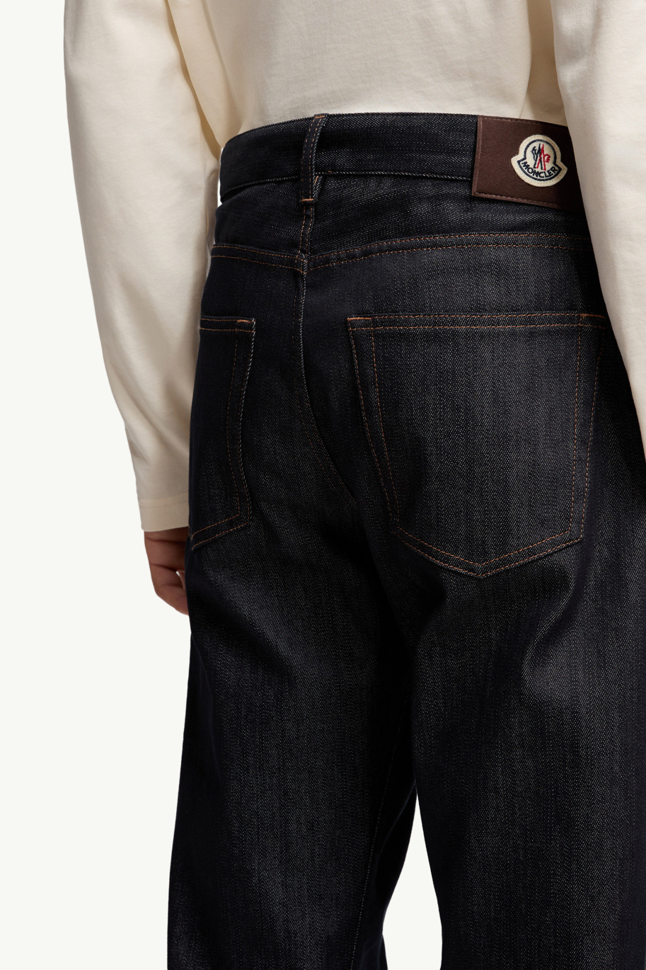 Moncler Kids Embroidered Straight-leg Denim Jeans In Blue