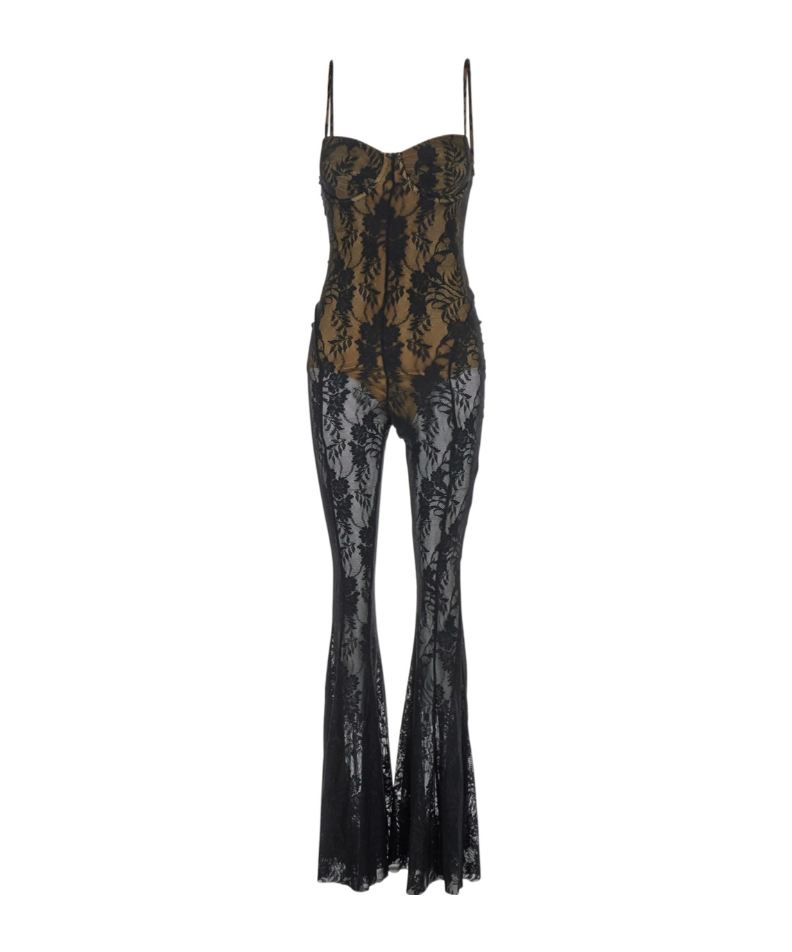 Shop Norma Kamali Underwire Fishtail Jumpsuit W/ Bodysuit In Black