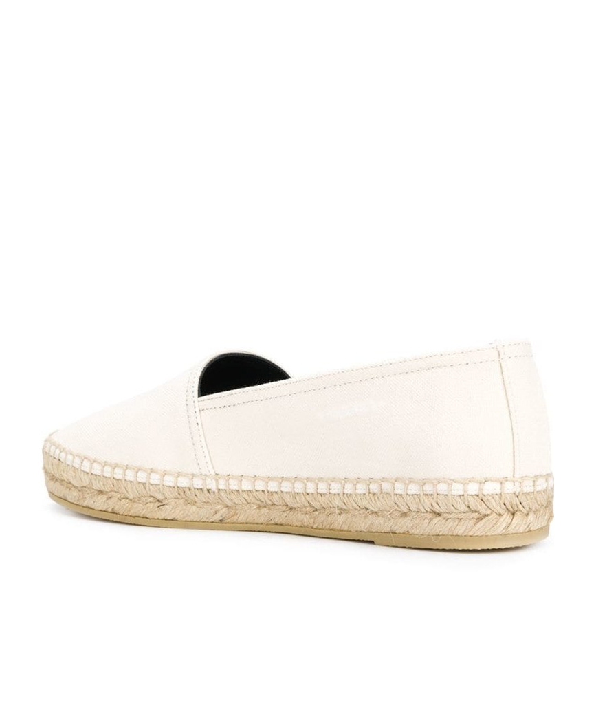 Saint Laurent Logo Embroidery Straw Shoes In White