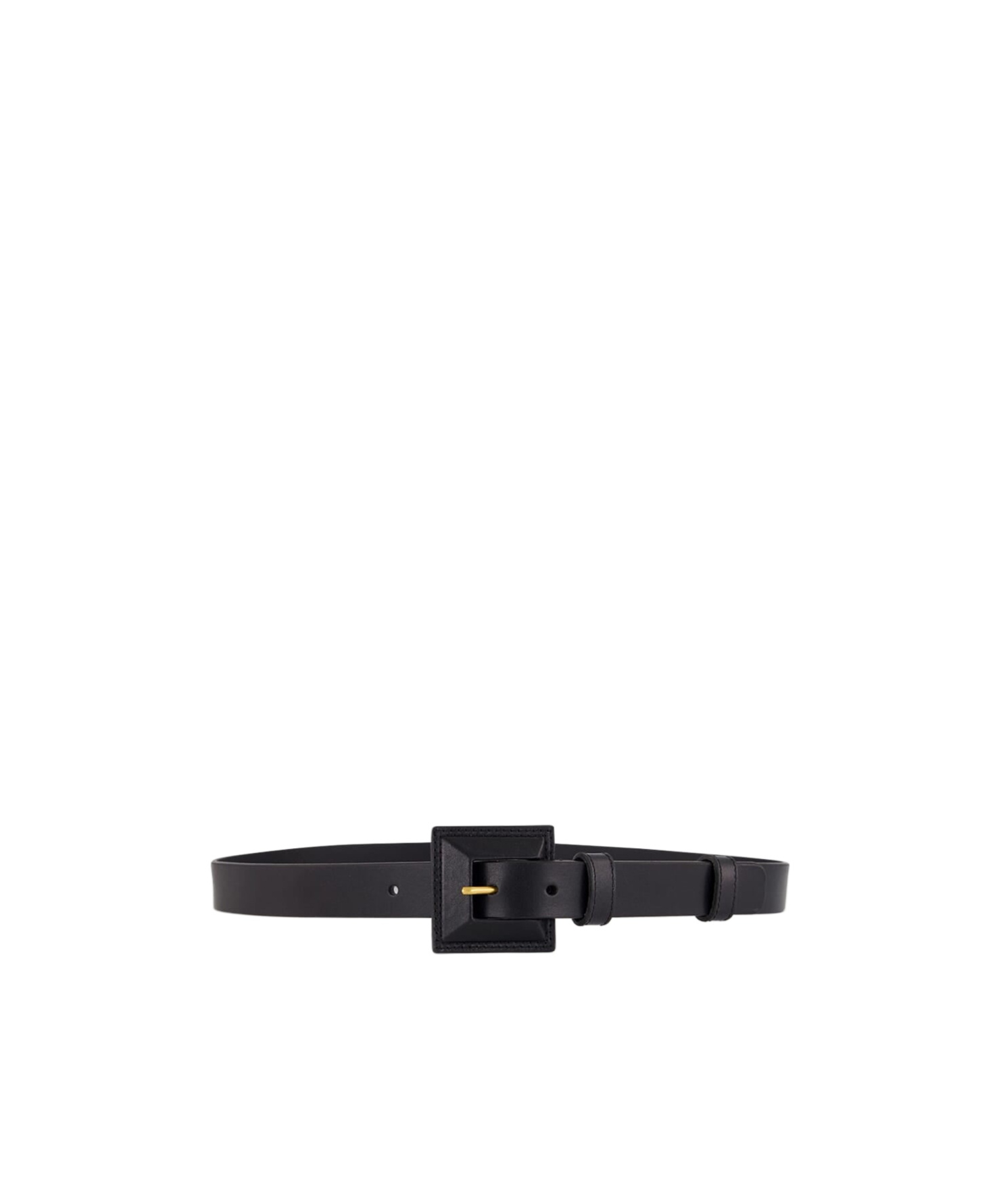 Saint Laurent Square Buckle Belt In Black