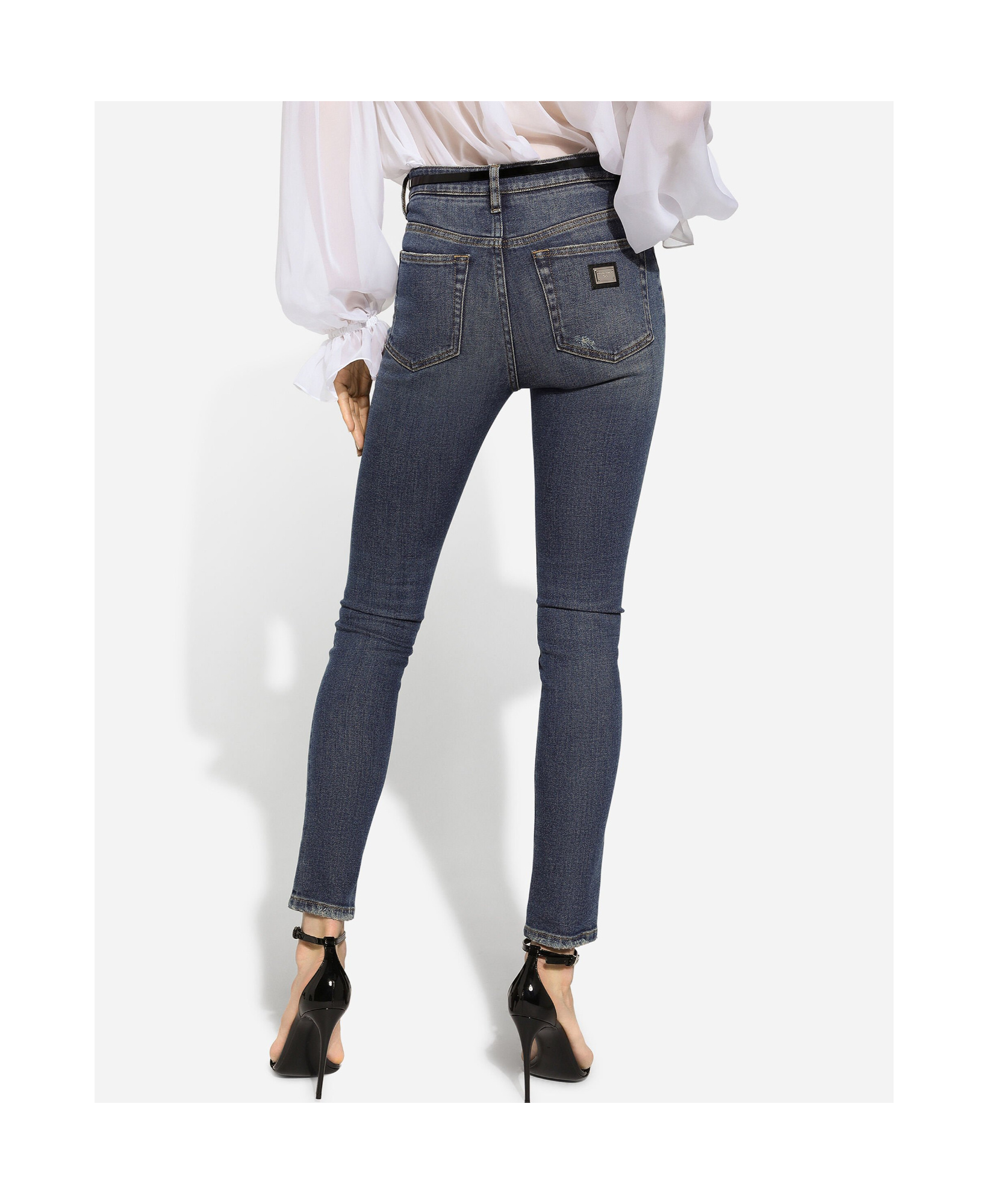 Dolce & Gabbana Skinny Cotton Denim Audrey Jeans In Black
