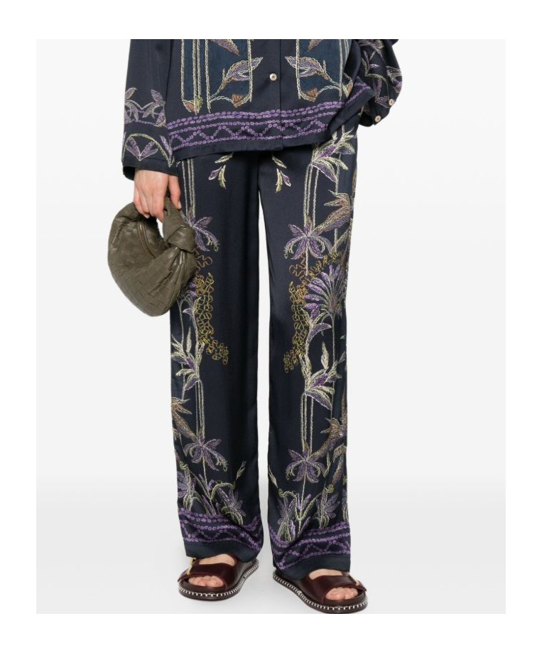 Forte Forte Floral-embroidered Trousers In Black
