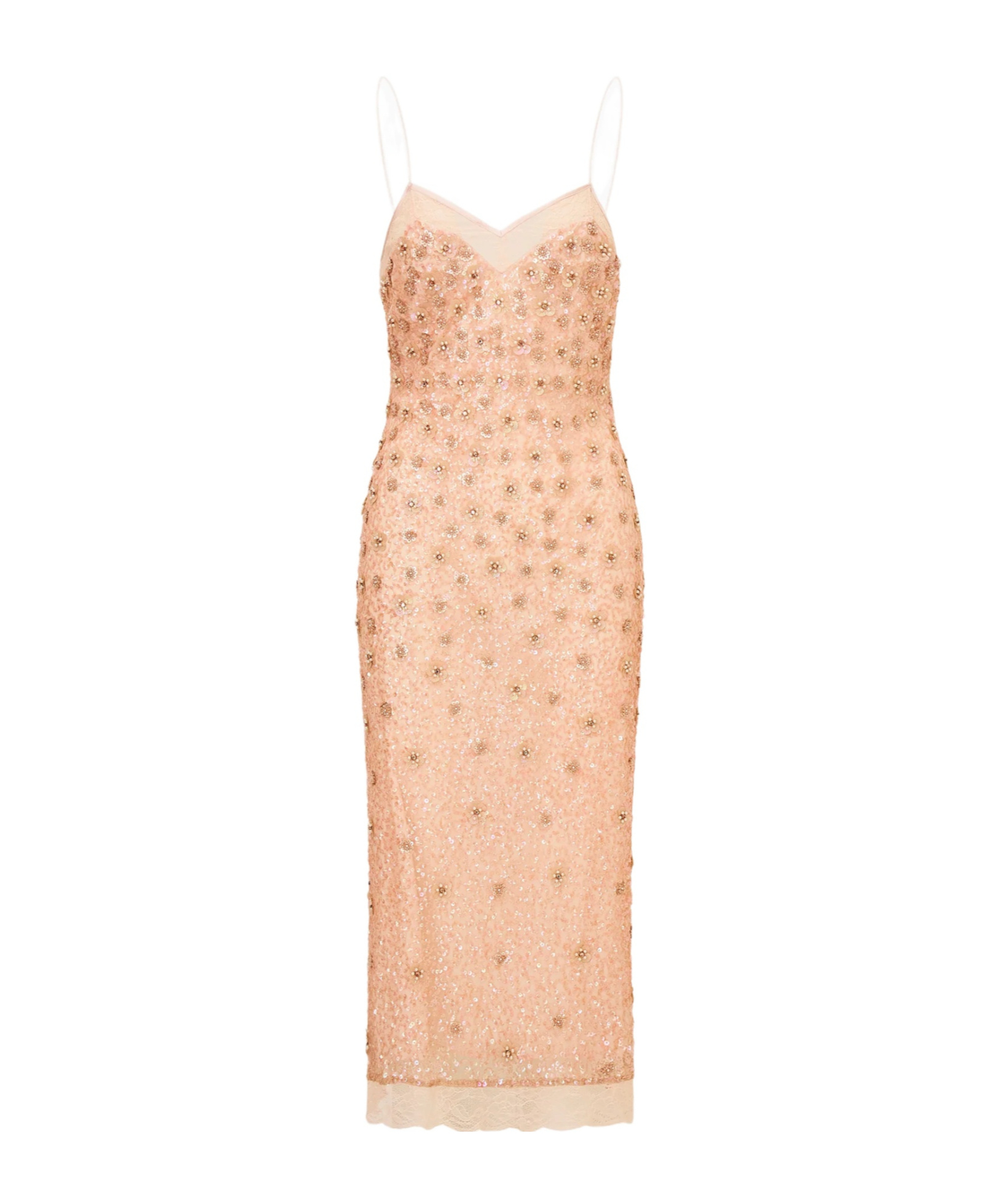 Loveshackfancy Mirrian Beaded Midi Dress In Brown