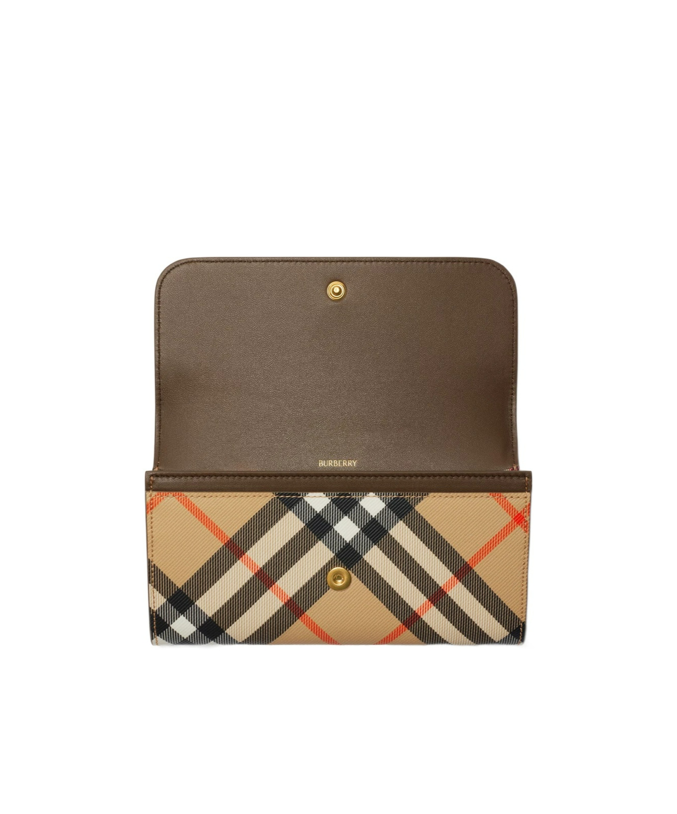Burberry Check E-canvas Continental Wallet In Nude