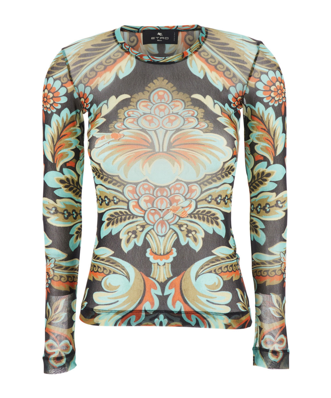 Etro Women Multicolor V-neck Top With All-over Floral Print In Viscose Blend Woman In Green