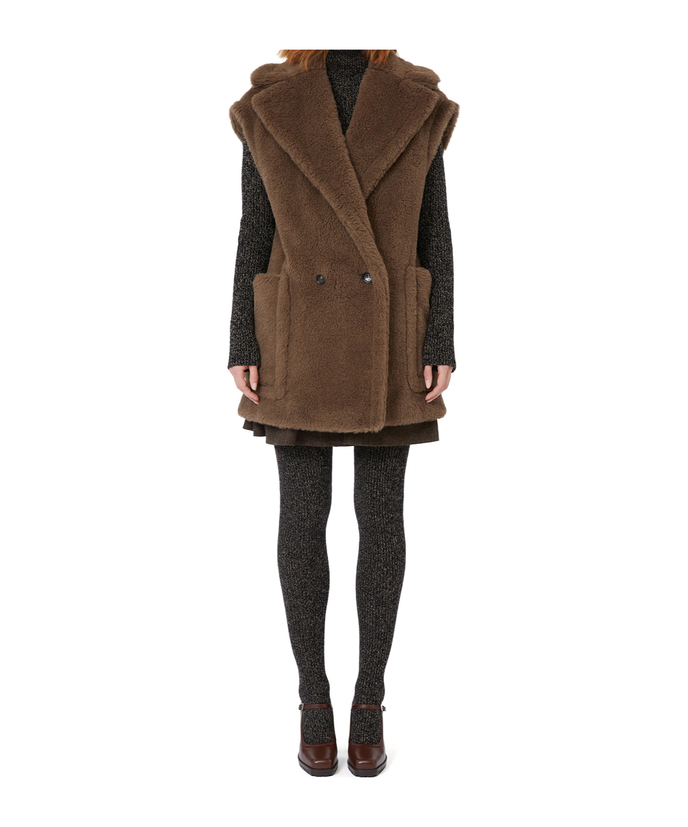 Max Mara Double-breasted Vest In Brown
