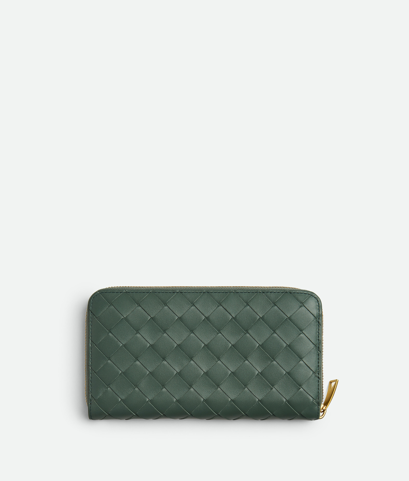 Bottega Veneta Intrecciato Zip-around Leather Wallet In Green