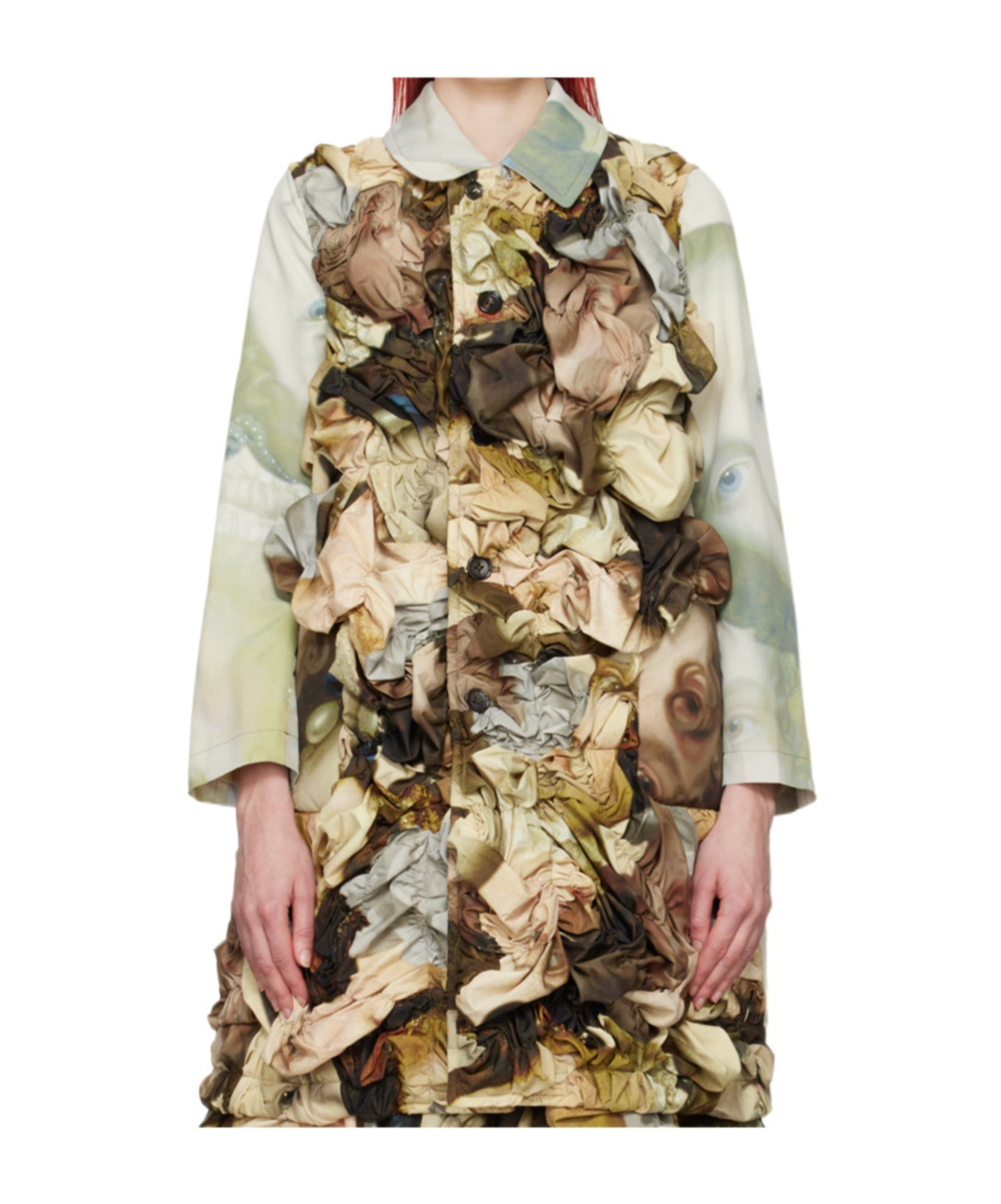 COMME DES GARÇONS LONG-SLEEVED PLEATED COAT