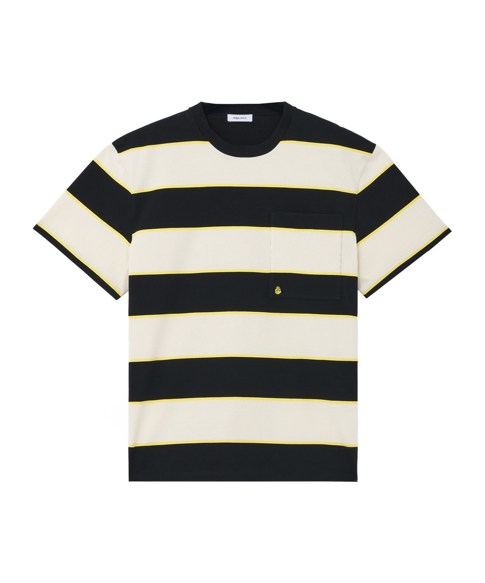 Alexander Mcqueen Inverted Skull Striped T-shirt In Black