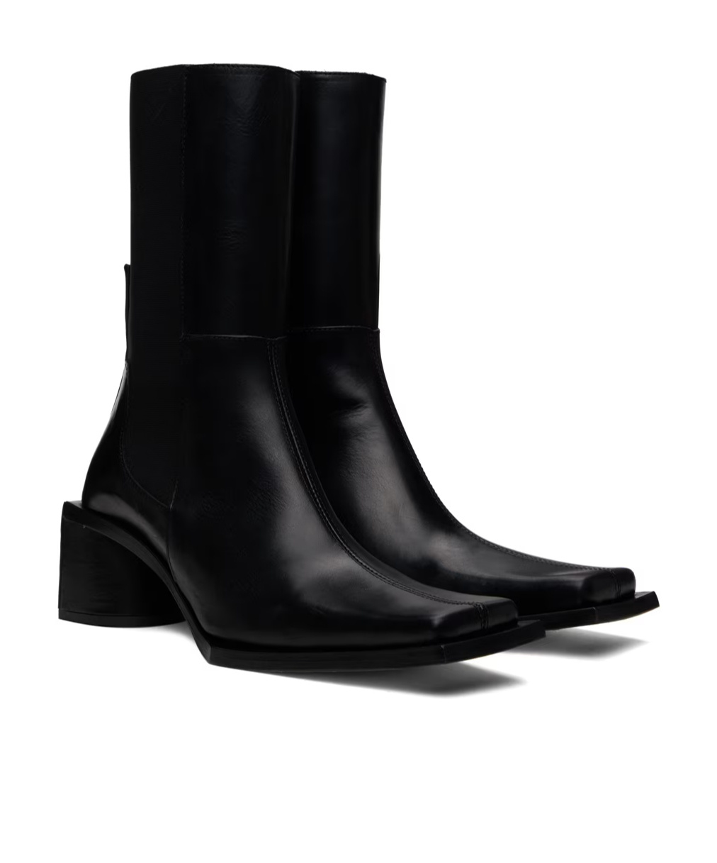 Shop Miista Minnie Short Square Toed Boots In Black