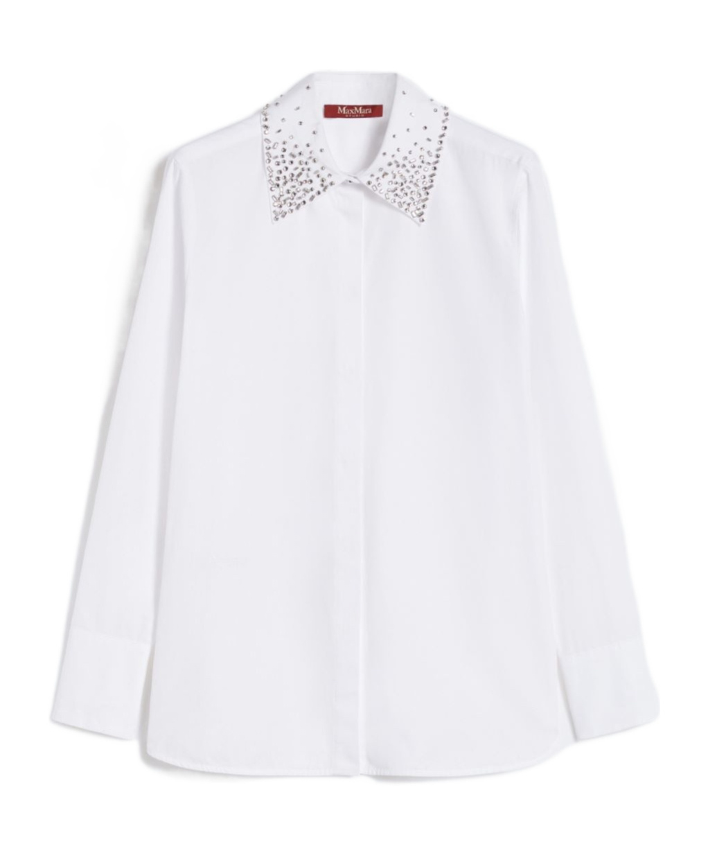 Max Mara Poplin Shirt With Crystals In White