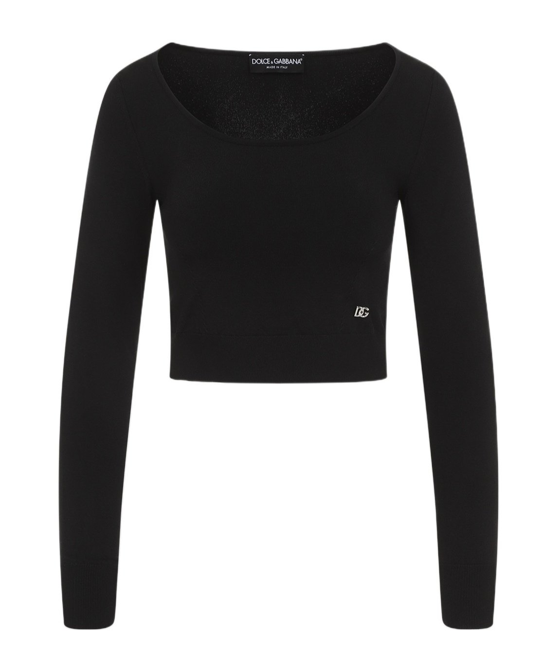Dolce & Gabbana Black Ribbed Mini Cropped Top In Black
