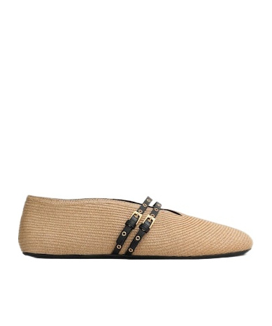 Alaïa Paper Straw Flat Ballerinas Scarpe Basse Beige In White