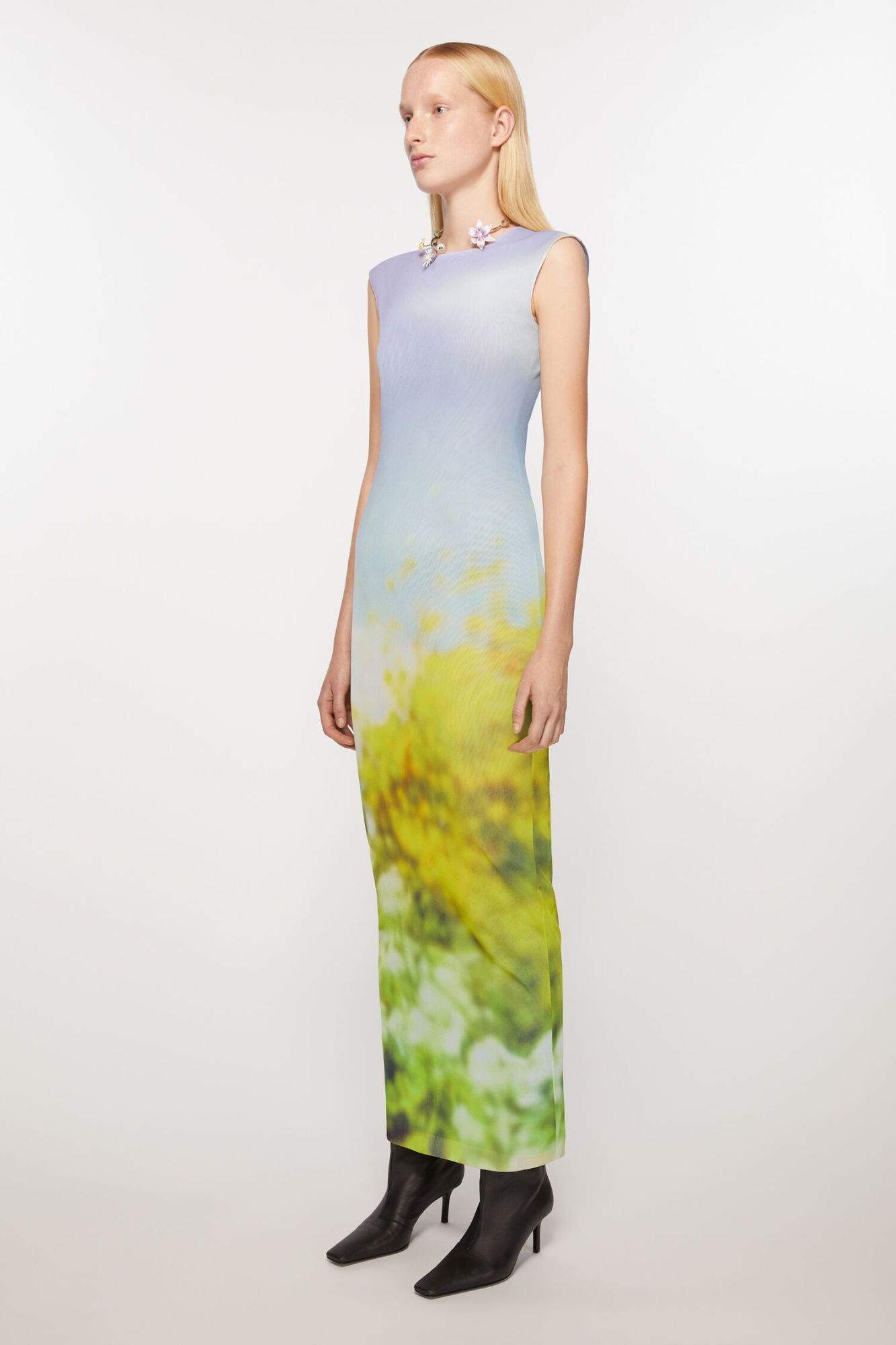 Acne Studios Long Dress Ombré Print In Multi